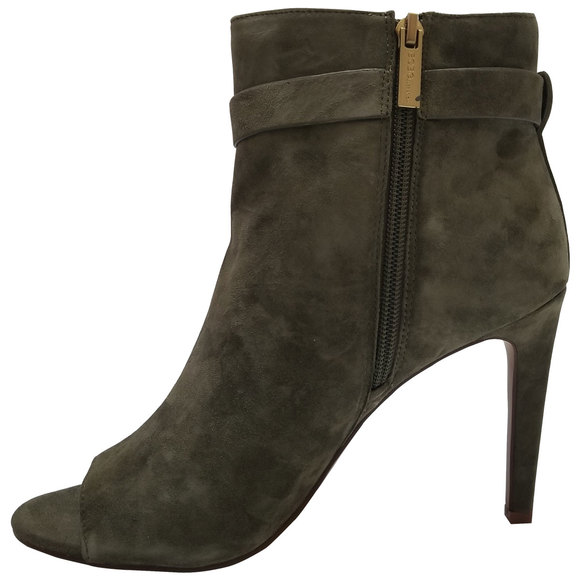 Bcbgeneration  Women Cassia Suede Peep Toe Booties Fatigue Green  9M - Picture 4 of 6